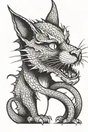A cat touching a dragon's nose tattoo design idea