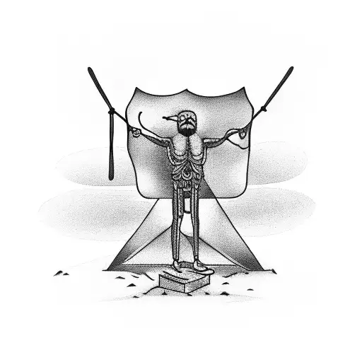 simple line hangman tarot card tattoo design idea