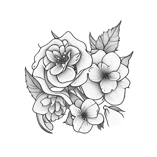 I would like the wrap around flowers be roses, daffodils and maybe some cherry blossoms and honeysuckle because those ar tattoo design idea