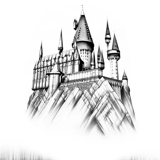 hogwarts castle tattoo design idea