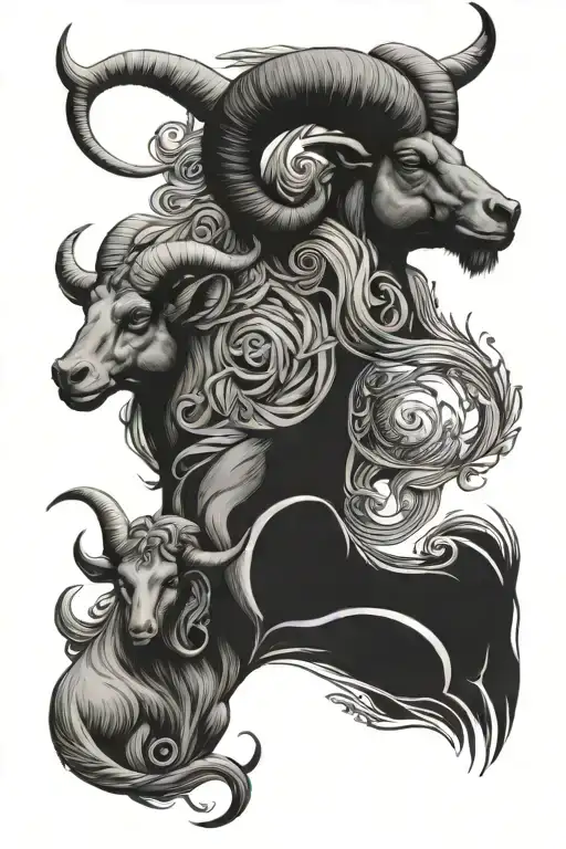 Capricorn in combination with a taurus and an aries tattoo design idea