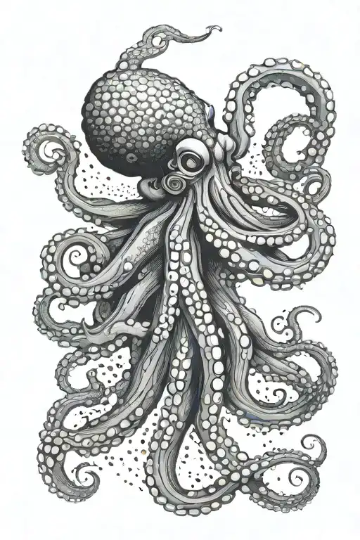octopus, smoke, tar, navy blue, black, tattoo design idea