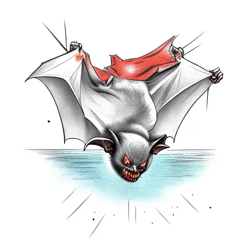 Vampire bat sinking its teeth into a delicate neck tattoo design idea