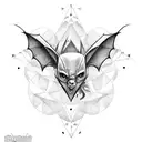 bat biting In my neck (on neck tattoo) tattoo design idea