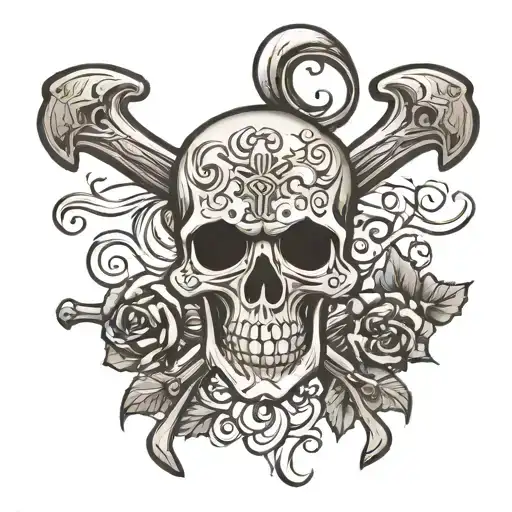 skull and crossbones skull tattoo design idea