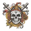 skull and crossbones skull tattoo design idea
