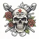 skull and crossbones skull tattoo design idea