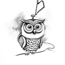 Owl holding a pocket watch by the chain flying  tattoo design idea