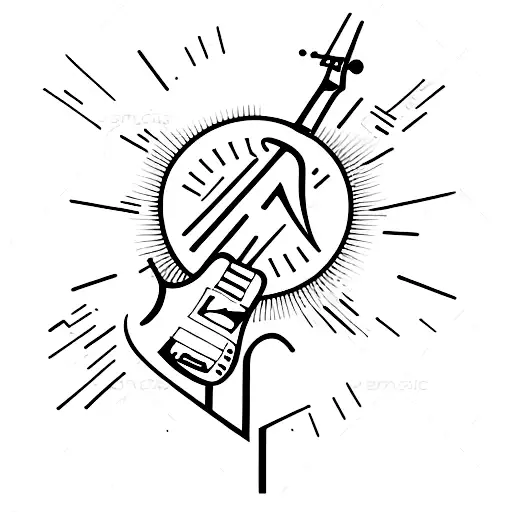 electric guitar with heartbeat instead of strings  tattoo design idea