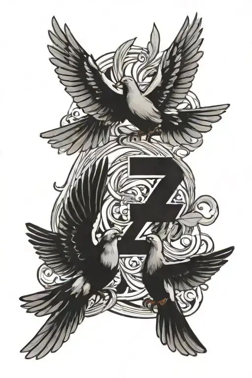 7-1-51 and 9-15-39 birthdays in roman numerals representing important dates       5 doves flying  tattoo design idea