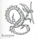 scorpion tattoo with a sword at the end of his tail with the date of birth 24.10.2003 on it. The sword deals minor damag tattoo design idea
