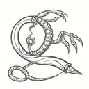 scorpion tattoo with a sword at the end of his tail with the date of birth 24.10.2003 on it. The sword deals minor damag tattoo design idea