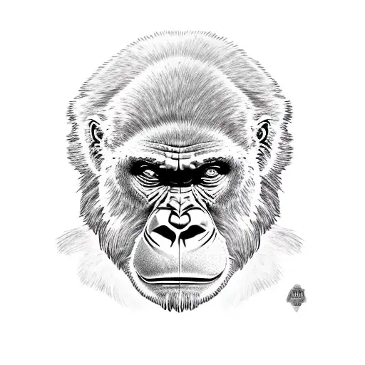 Gemini sign gorilla face tattoo design idea
