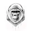 Gemini sign gorilla face tattoo design idea