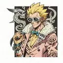 Donquixote Doflamingo mainly his coat, glasses and symbol  tattoo design idea