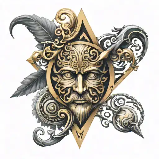 Greek god symbol in alchemy tattoo design idea