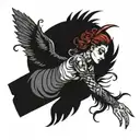 incuras falling angel with feathers tattoo design idea