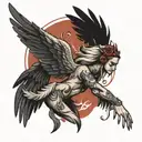 incuras falling angel with feathers tattoo design idea
