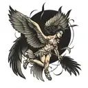 incuras falling angel with feathers tattoo design idea