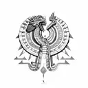 A Mayan mythological scene depicting Quetzalcoatl in dotwork style tattoo design idea
