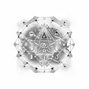 An aesthetic photograph of a Virgo constellation with Egyptian hieroglyphs tattoo design idea