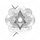 Meditation-inspired tattoo incorporating chakras and geometric shapes tattoo design idea