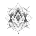 Meditation-inspired tattoo incorporating chakras and geometric shapes tattoo design idea