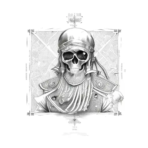 A detailed map of the Golden Age of Piracy tattoo design idea