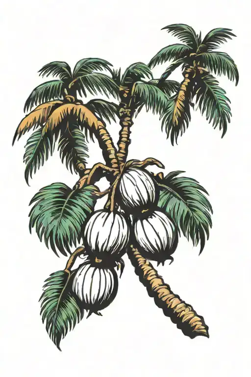 palm tree with coconuts hanging from its tattoo design idea