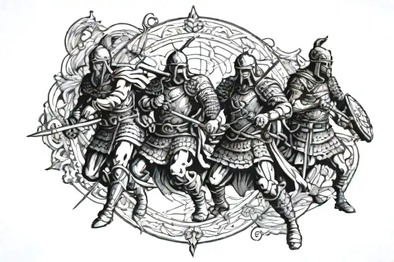 biblical war tattoo design idea