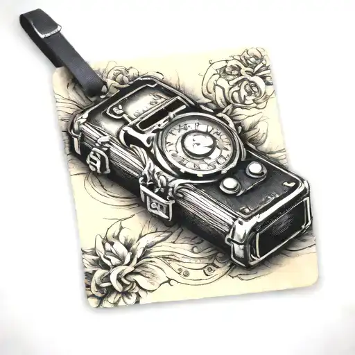 luggage tag with "call me if you get lost"  tattoo design idea