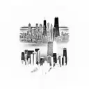 Chicago skyline with waterfront in circle tattoo design idea