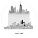 Chicago skyline with waterfront in circle tattoo design idea