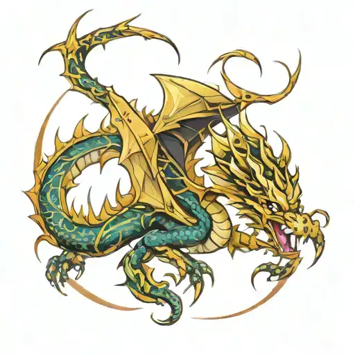 cyber sigilism dragon tattoo design idea