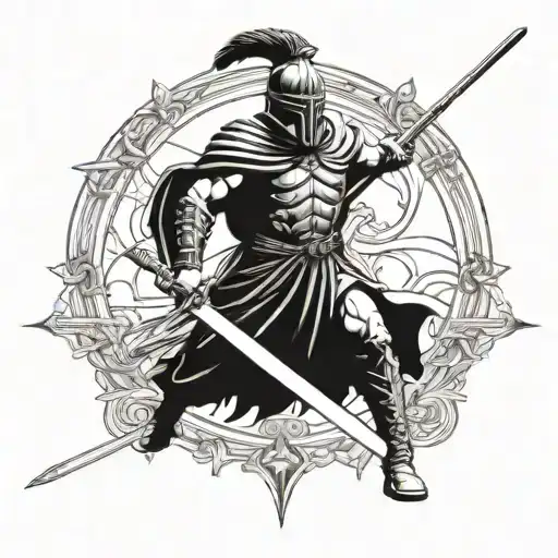 gladiator with sword tattoo design idea