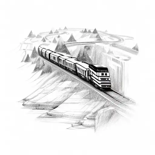 A makeup palette with train tracks running through it, surrounded by hearts tattoo design idea