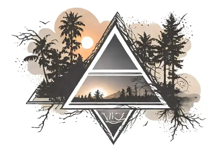 Avicii's two triangle logo with a sunrise and sunset inside the logo tattoo design idea