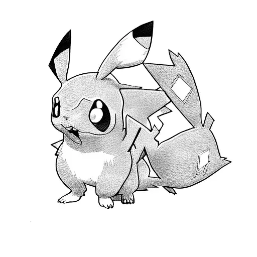 A playful composition of Pikachu, Eevee, and Stitch exploring different countries tattoo design idea