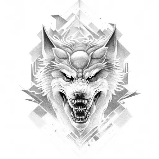 fenrir breaking free of his chains tattoo design idea