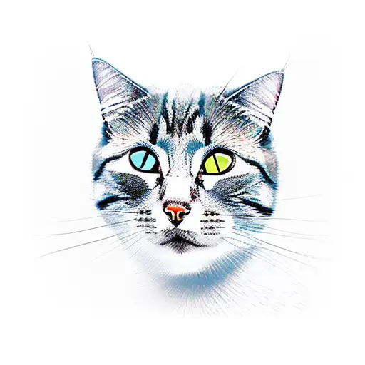 A construction worker woman with a cat companion in a Japanese garden tattoo design idea