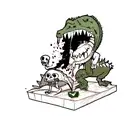 laughing skull blood and crying crocodile eating a heart tattoo design idea