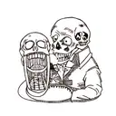 laughing skull blood and crying crocodile eating a heart tattoo design idea