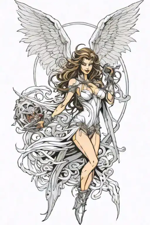 good vs evil witchblade angel tattoo design idea