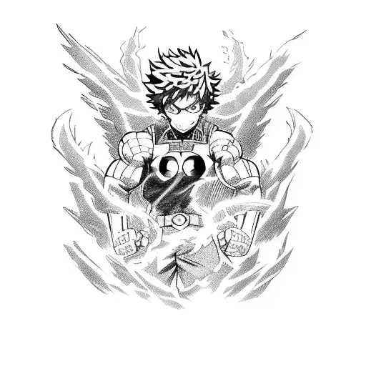 A powerful My Hero Academia character surrounded by dragons tattoo design idea