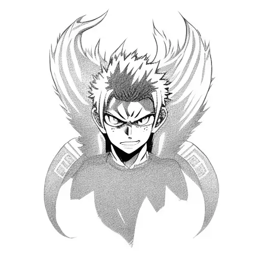 A powerful My Hero Academia character surrounded by dragons tattoo design idea