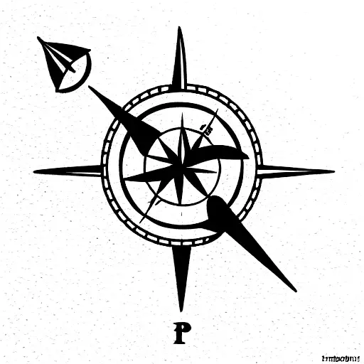 hot air balloon and compass tattoo design idea