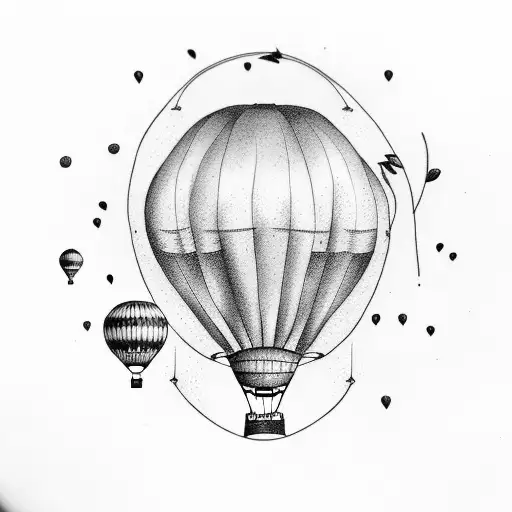 hot air balloon and names tattoo design idea