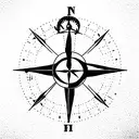 hot air balloon and compass tattoo design idea