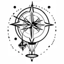 hot air balloon and compass tattoo design idea