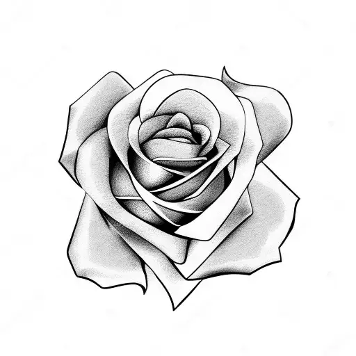 rose with shapes in the background fading into it tattoo design idea